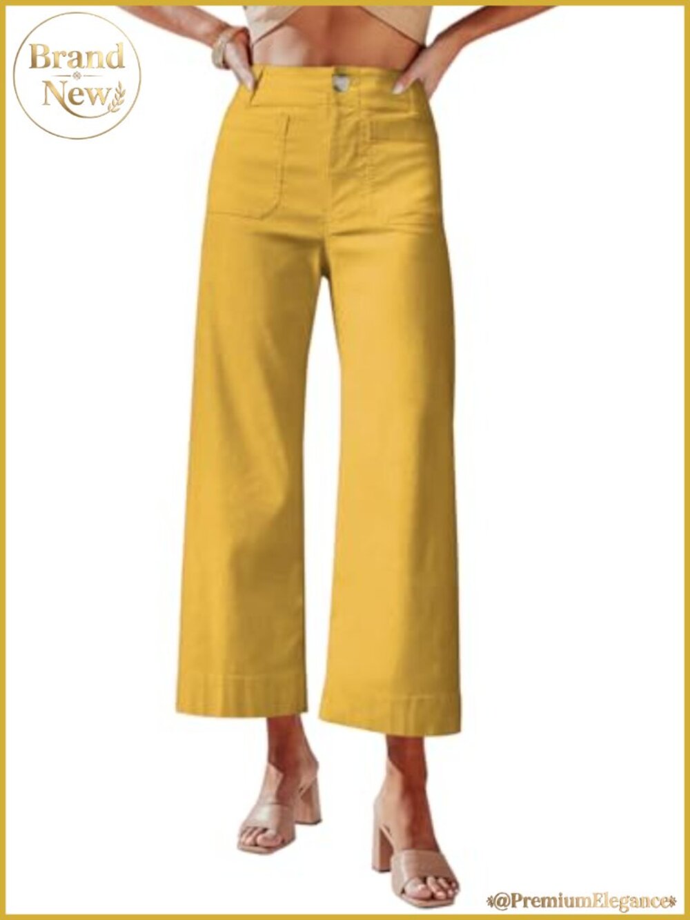 High Waisted Cropped Capris Stretchy Straight Leg Pants with Pockets